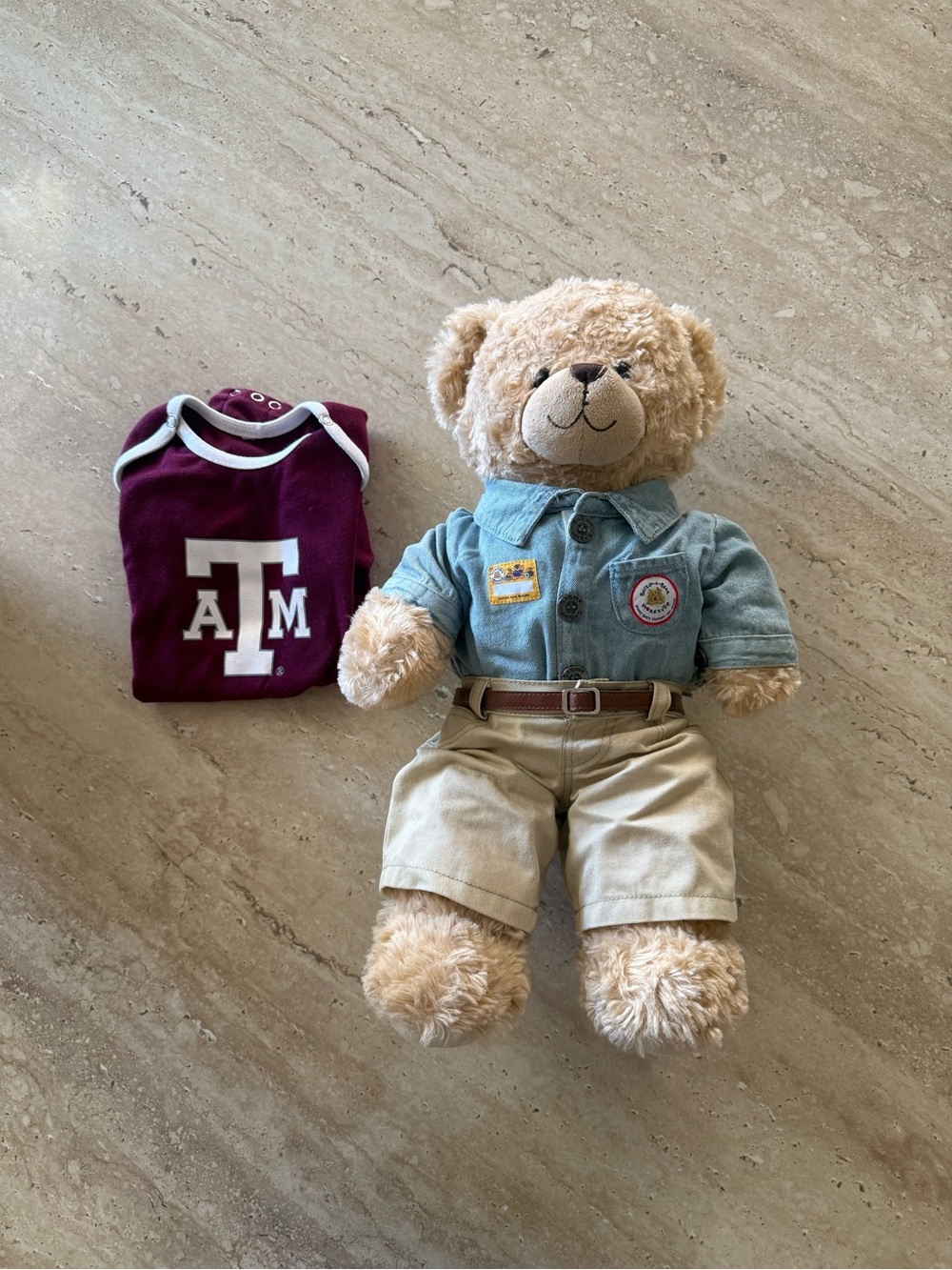 Plush Build a Bear with Denim Shirt and Khaki Pants
